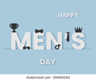 Happy Mens Day Design Illustration In Paper Cut Style. 19 November