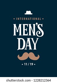 Happy Men's Day handwritten lettering poster, card, invitation, banner. Vector illustration EPS 10.