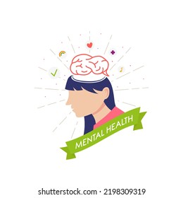 Happy mental health day illustration design for women problem issue