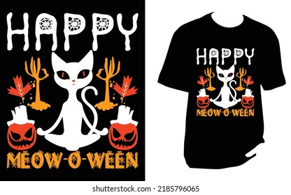happy meow o ween Halloween t shirt design svg