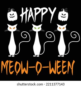 happy meow o ween Halloween t shirt design svg