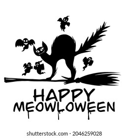 Happy Meowloween, Illustration, Cute hand drawn doodles 