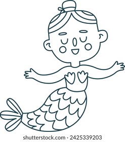 Happy Mermaid Doodle Vector Illustration
