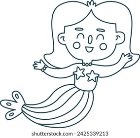 Happy Mermaid Doodle Vector Illustration