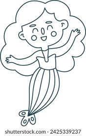 Glückliche Meerjungfrau Doodle Vektor-Illustration