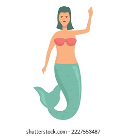 Happy mermaid icon cartoon vector. Cute girl. Animal water