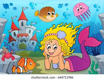 Happy mermaid theme 2 - eps10 vector illustration.