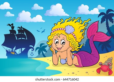 Happy mermaid theme 3 - eps10 vector illustration.