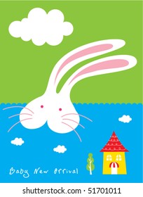 happy merry bunny tag