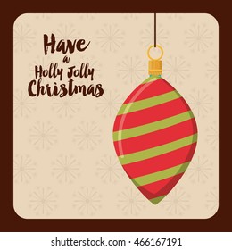 happy merry christmas ball hanging icon vector graphic illustration