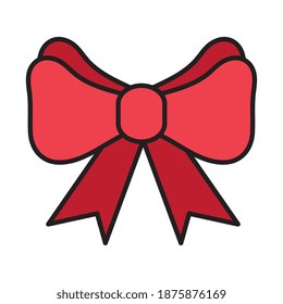 happy merry christmas bow line and fill style icon vector illustration design