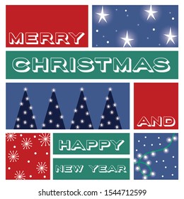 happy merry christmas bundle of cards vector illustration design