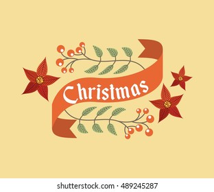 happy merry christmas card icon vector illustration design