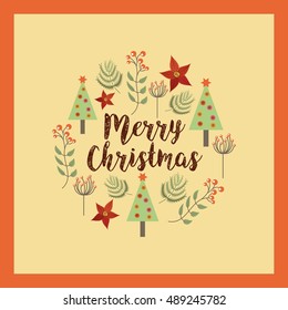 happy merry christmas card icon vector illustration design