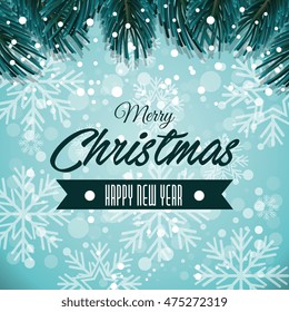 happy merry christmas card isolated vector illustration design