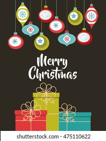 happy merry christmas card vector illustration design