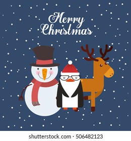 happy merry christmas character vector illustration design