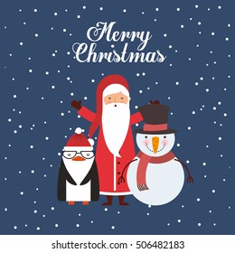 happy merry christmas character vector illustration design