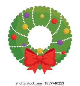 happy merry christmas crown decoration vector illustration design