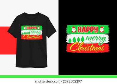 Happy merry Christmas day typography vintage retro color t-shirt design vector template. Christian religion quotes saying for print.