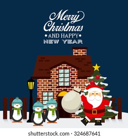 happy merry christmas design, vector illustration eps10 graphic 