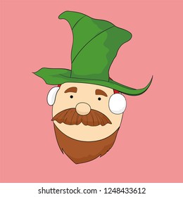Happy / Merry Christmas with Dwarf in Christmas vector design or clipart. Dwarf in Christmas with brown mustache  it's look lovely art. printable design and editable

