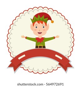 happy merry christmas elf decoration card