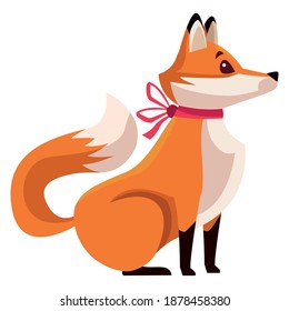 happy merry christmas with fox icon vector illustration design