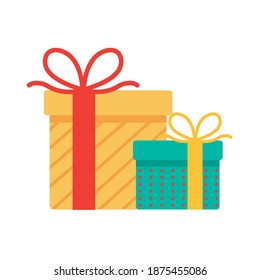 happy merry christmas gifts flat style icon vector illustration design