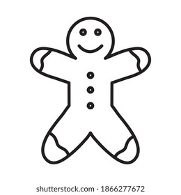 happy merry christmas ginger cookie line style icon vector illustration design