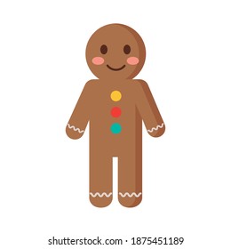 happy merry christmas ginger cookie flat style icon vector illustration design