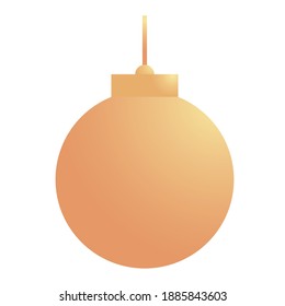 happy merry christmas golden ball hanging isolated icon vector illustration design