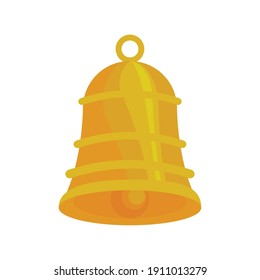 happy merry christmas golden bell icon vector illustration design