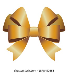 happy merry christmas golden bow ribbon vector illustration design