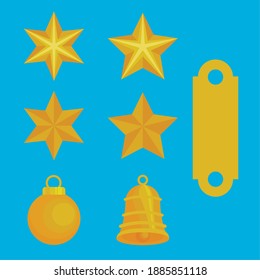 happy merry christmas golden set icons vector illustration design