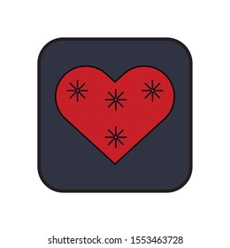 happy merry christmas heart with snowflakes icon vector illustration design