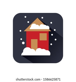 happy merry christmas house with winter storm vector illustration design