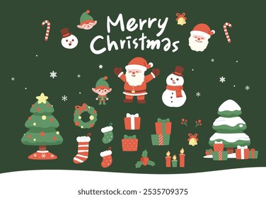 Happy merry christmas illustraions, winter holiday, christmas vector