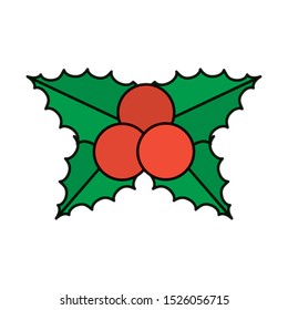 happy merry christmas leafs and seeds vector illustration design