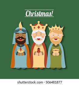 happy merry christmas manger character vector illustration design