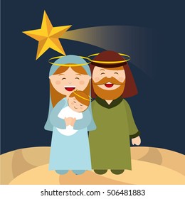 happy merry christmas manger character vector illustration design