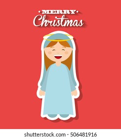 happy merry christmas manger character vector illustration design