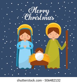 happy merry christmas manger character vector illustration design