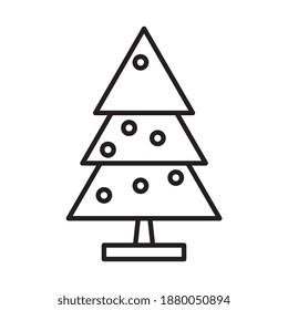 happy merry christmas pine tree line style icon vector illustration design