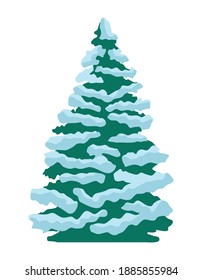 fröhlicher Kieferbaum mit Schnee-Vektorgrafik-Design