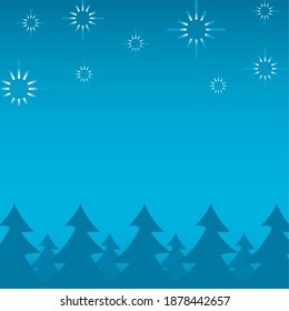 happy merry christmas pines forest scene vector illustration design