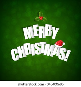 Happy Merry Christmas Postcard With Gradient Mesh, Vector Illustration