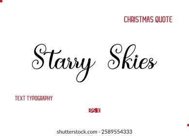 Happy Merry Christmas Quote Cursive Typography Lettering Text Starry Skies