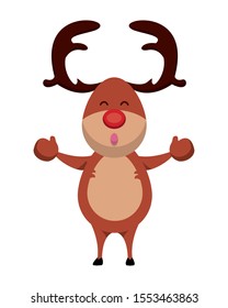 happy merry christmas reindeer character vector illustration design