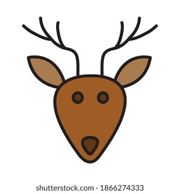 happy merry christmas reindeer line and fill style icon vector illustration design